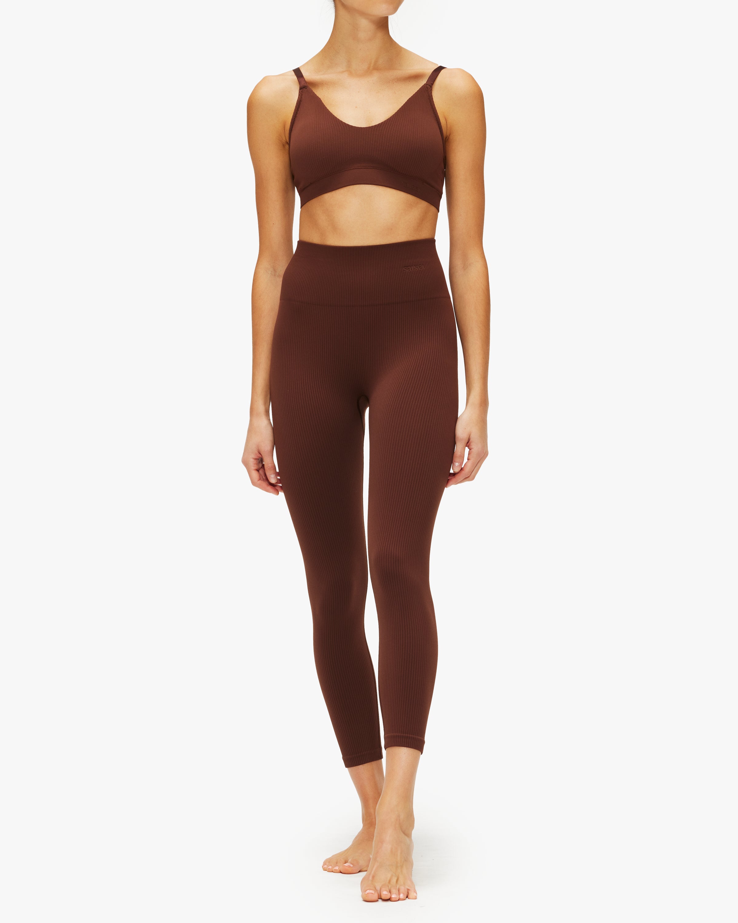 Saisei Ribbed Plunge Bralette - Wireless Comfort Bra for Women, Seamless Soft Stretchy Lingerie - Perfect for Yoga, Lounge & Everyday Wear