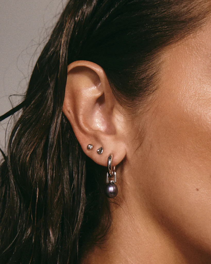 Blue Pearl Amalfi Huggie Hoop Earrings in Sterling Silver - Perfect for Everyday Wear, Date Nights & Special Occasions