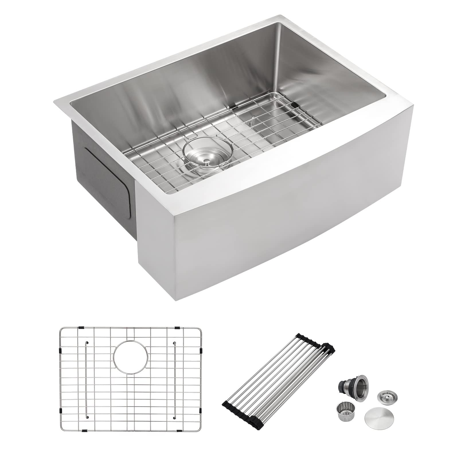Dcolora 27 Inch Farmhouse Kitchen Sink - Stainless Steel Single Bowl Apron Front Sink for Country & Rustic Style - Perfect for Farmhouse, Cottage, and Barn Kitchens (27