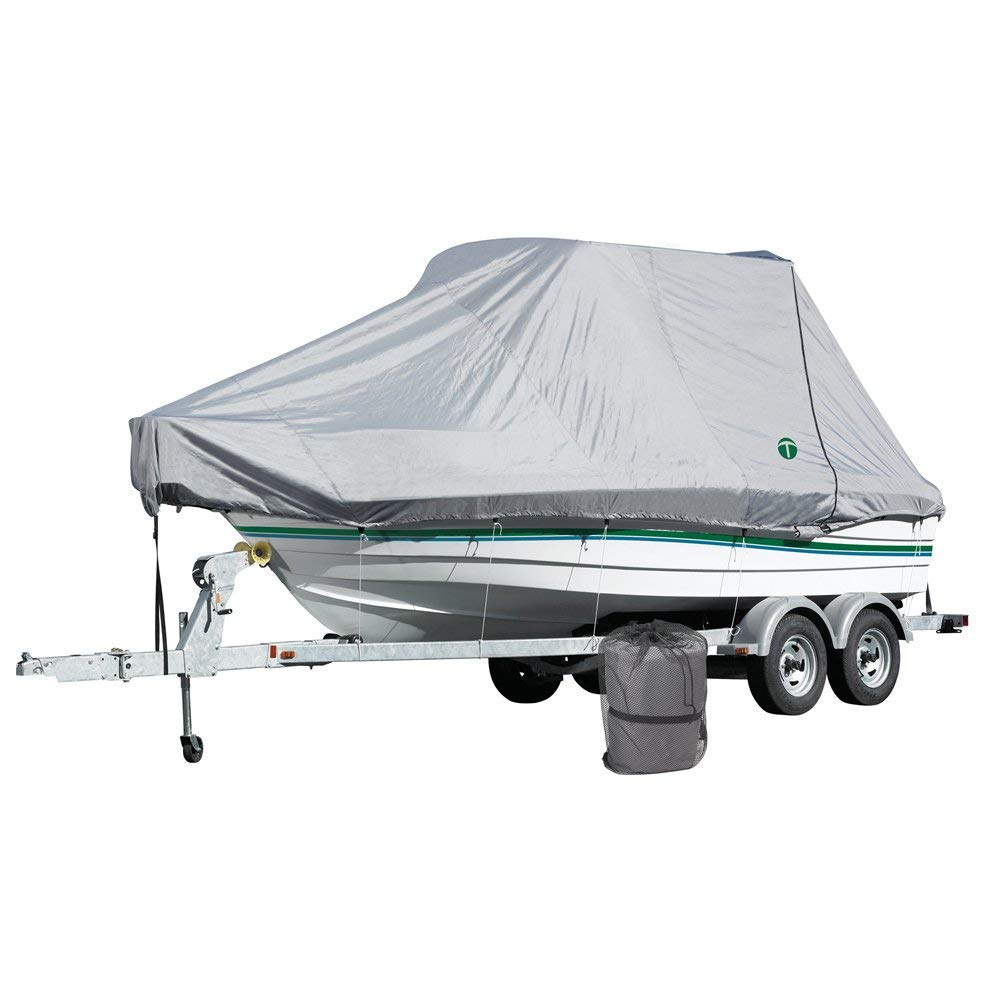 Titan Full Boat Cover with T-Top - Heavy Duty Waterproof Marine Protection for Center Console Boats - Perfect for Outdoor Storage & Trailering
