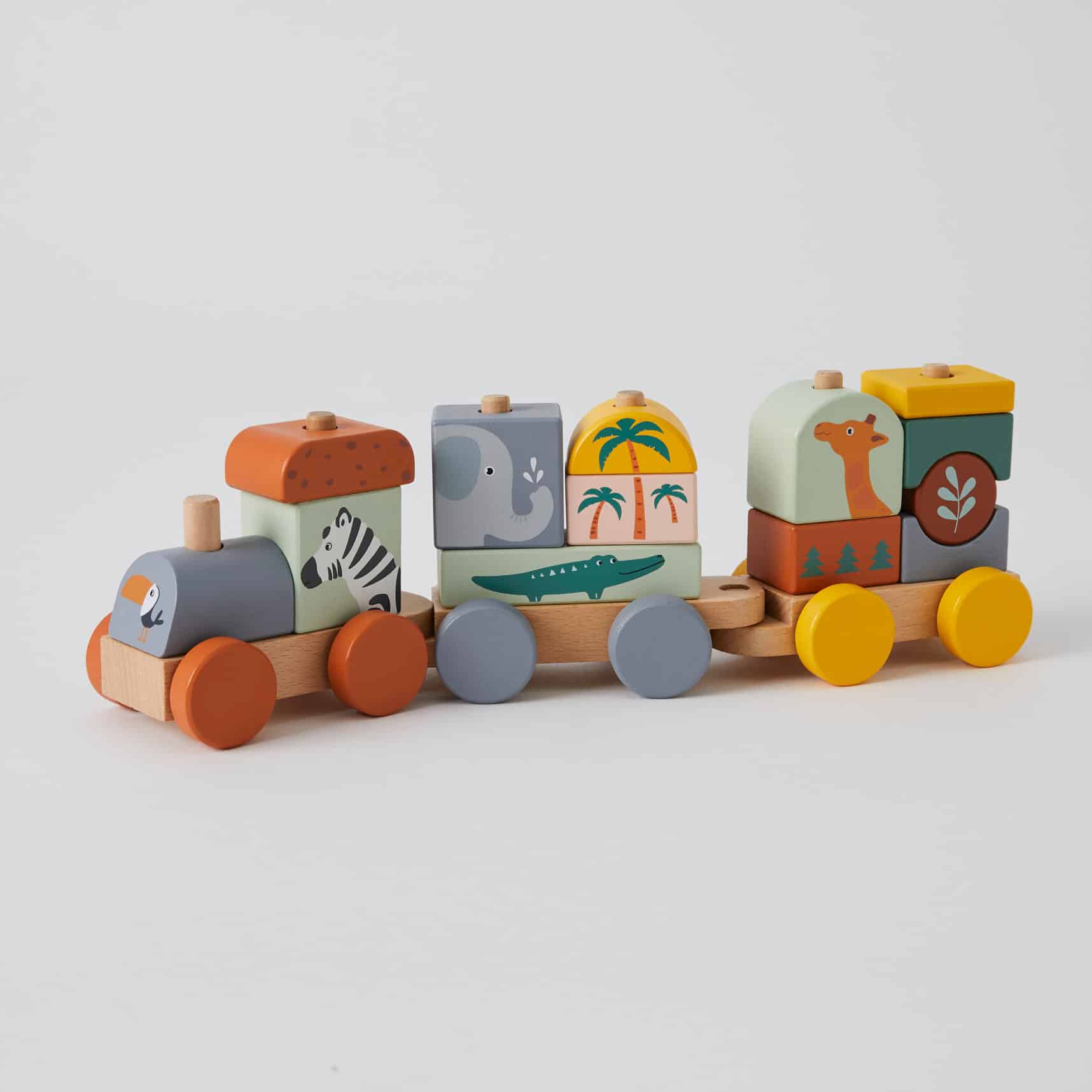 Wooden Jungle Animals Safari Train Set - Kids Toy for Imaginative Play, Learning & Room Decor - Perfect for Birthday Gifts & Preschool Education