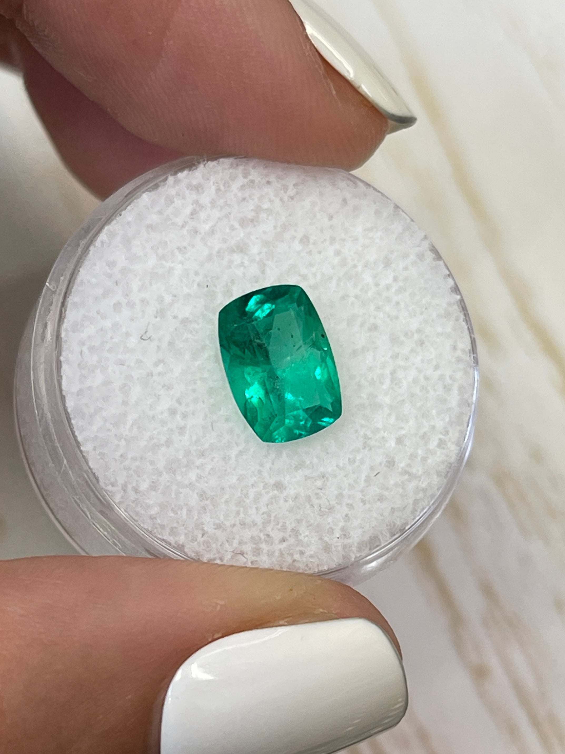 1.85 Carat 10x7mm Vivid Green Natural Colombian Loose Emerald - Elongated Cushion Cut Gemstone for Jewelry Making & Engagement Rings