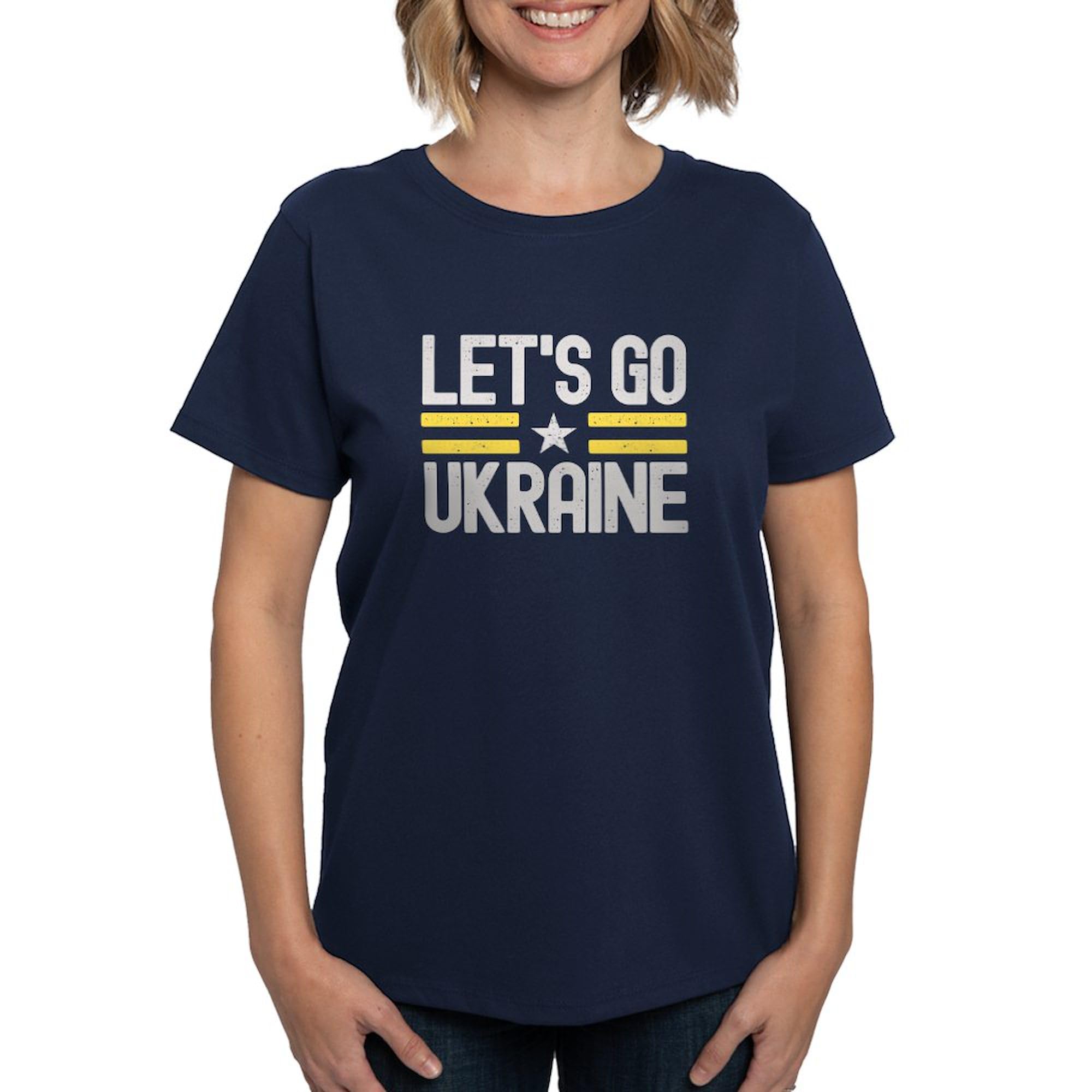 Let's Go Ukraine Women's Cotton Dark T-Shirt - Patriotic Support Tee for Everyday Wear & Ukraine Pride Events