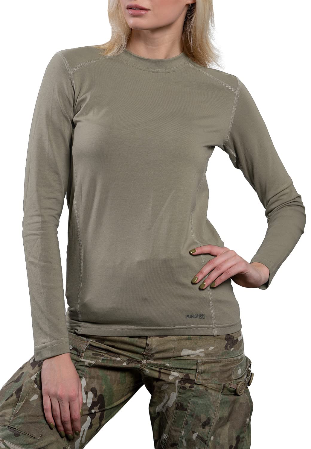 281Z Women's Military Stretch Cotton Underwear Shirt - Tactical Hiking Outdoor T-Shirt - Punisher Combat Line - Perfect for Camping, Airsoft & Outdoor Adventures
