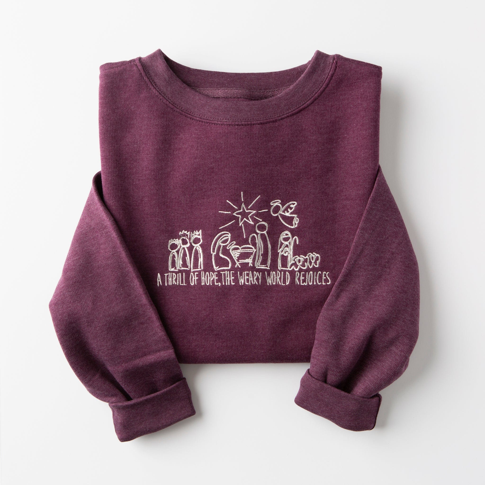 Embroidered 'A Thrill of Hope' Christmas Sweatshirt - Cozy Holiday Pullover for Women & Men - Perfect for Winter Gatherings, Church Events & Festive Celebrations