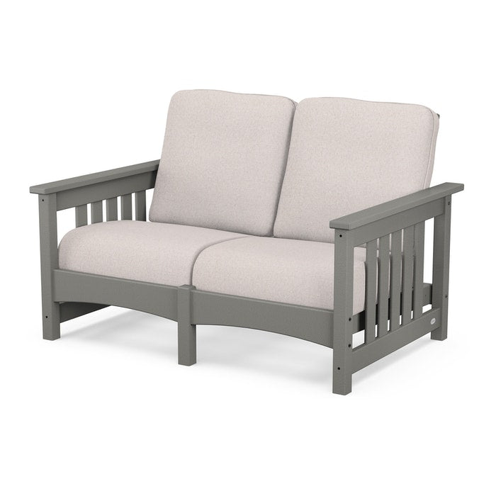 POLYWOOD Mission Settee - Durable Outdoor Patio Furniture Set with Weather-Resistant HDPE Material - Perfect for Garden, Poolside, and Backyard Relaxation
