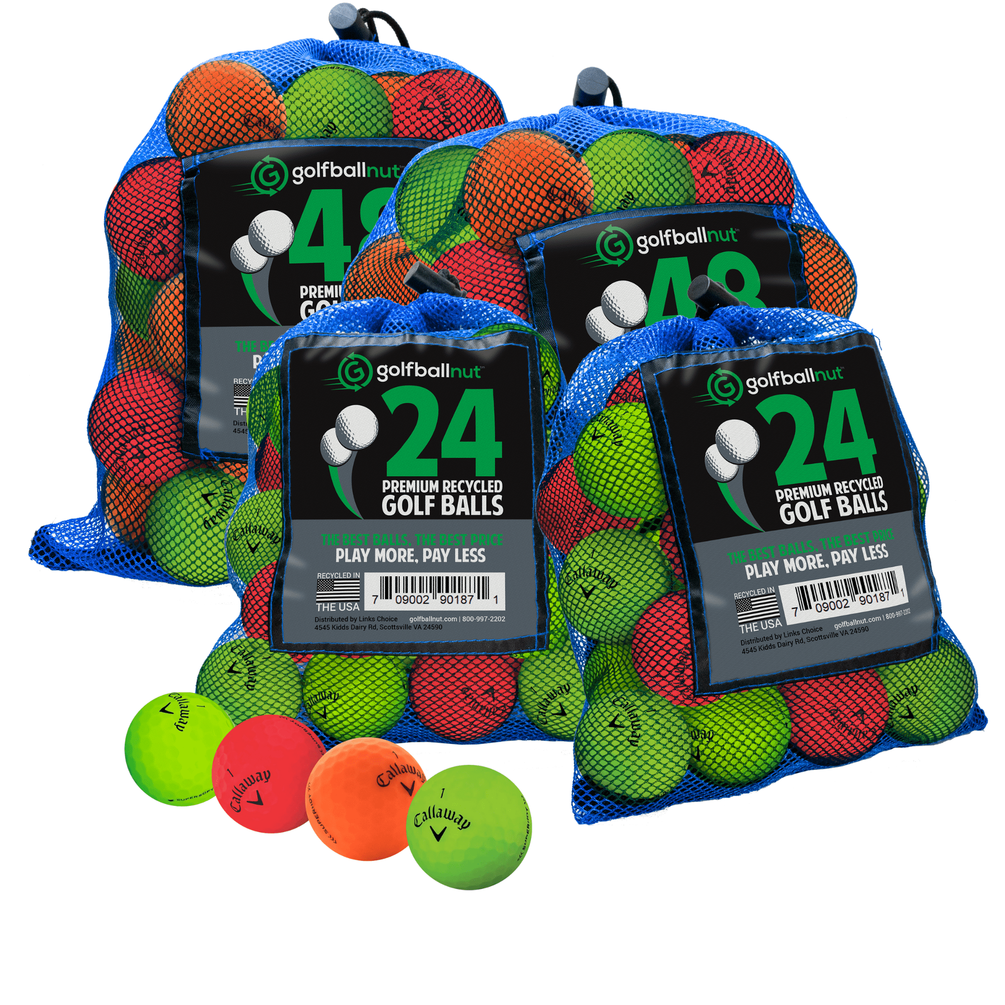 Premium Used Callaway Matte Mix Golf Balls - 12/24/36 Pack Bulk Practice Balls with Durable Mesh Bag | Ideal for Driving Range, Backyard Practice & Golf Training