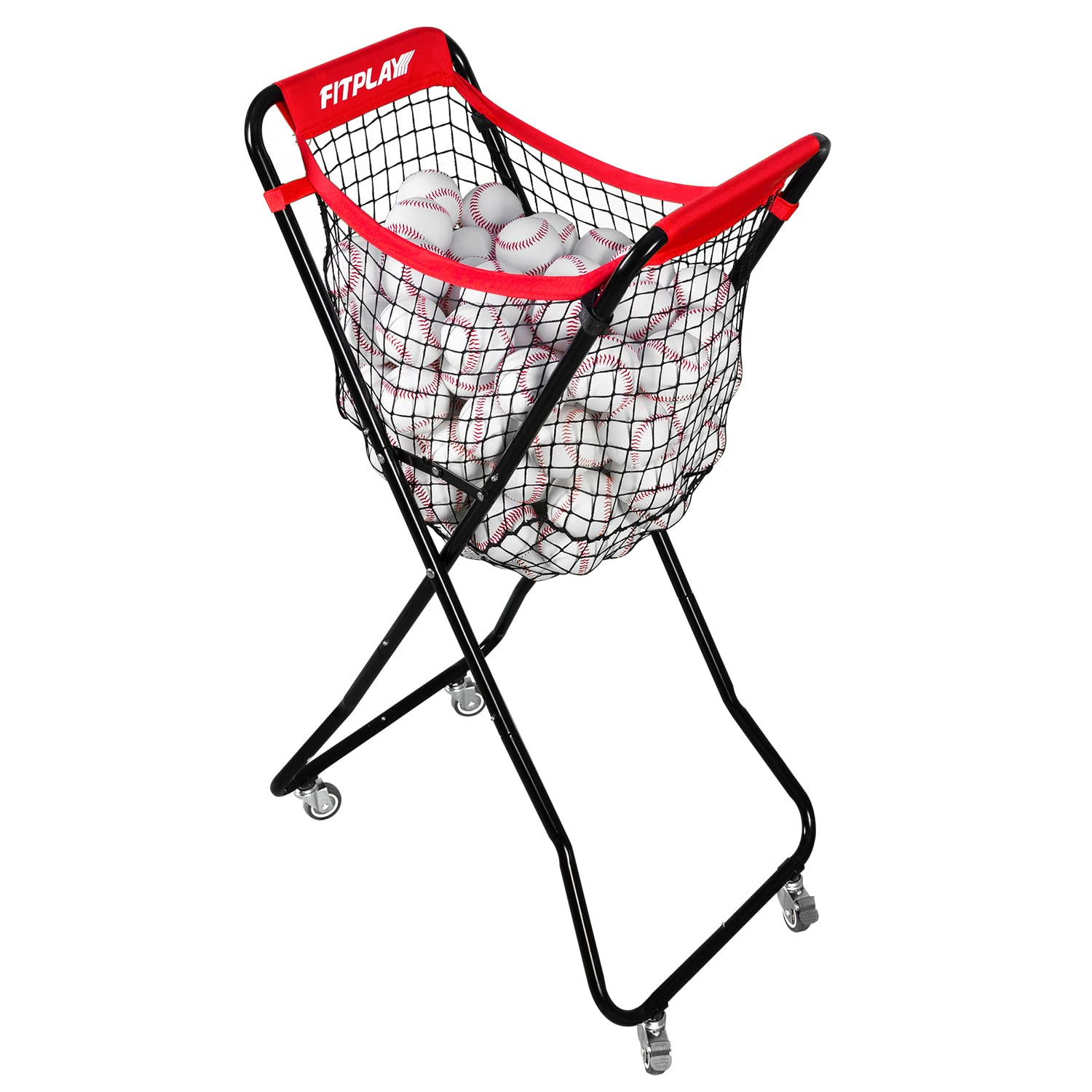 Large Wheeled Baseball Caddy - Holds 100+ Baseballs or 50+ Softballs | Extra Big Ball Storage for Baseball & Softball Practice | Portable Sports Equipment for Indoor/Outdoor Training, Games & Team Drills