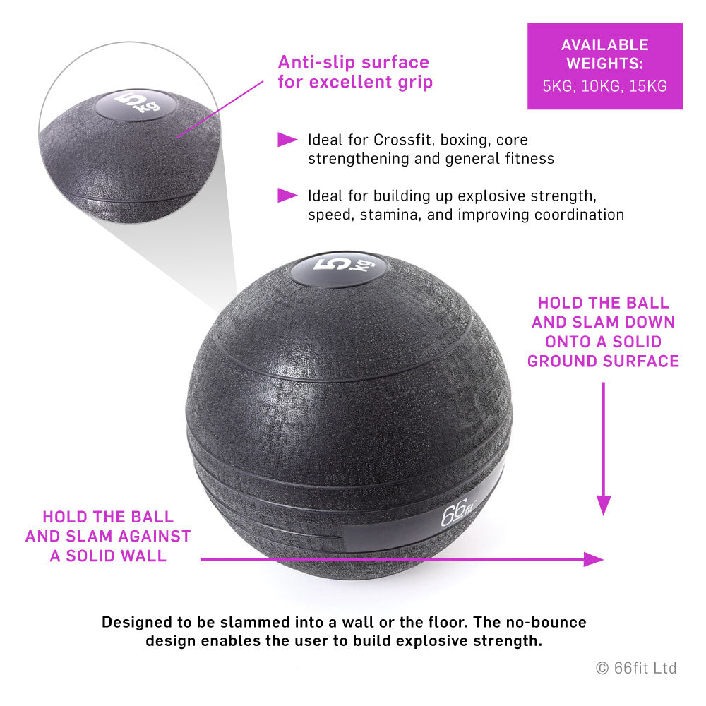 66Fit Weighted Slam Ball - Heavy Duty Exercise Ball for CrossFit, Strength Training & Home Workouts - Perfect for Gym, Fitness & Functional Training
