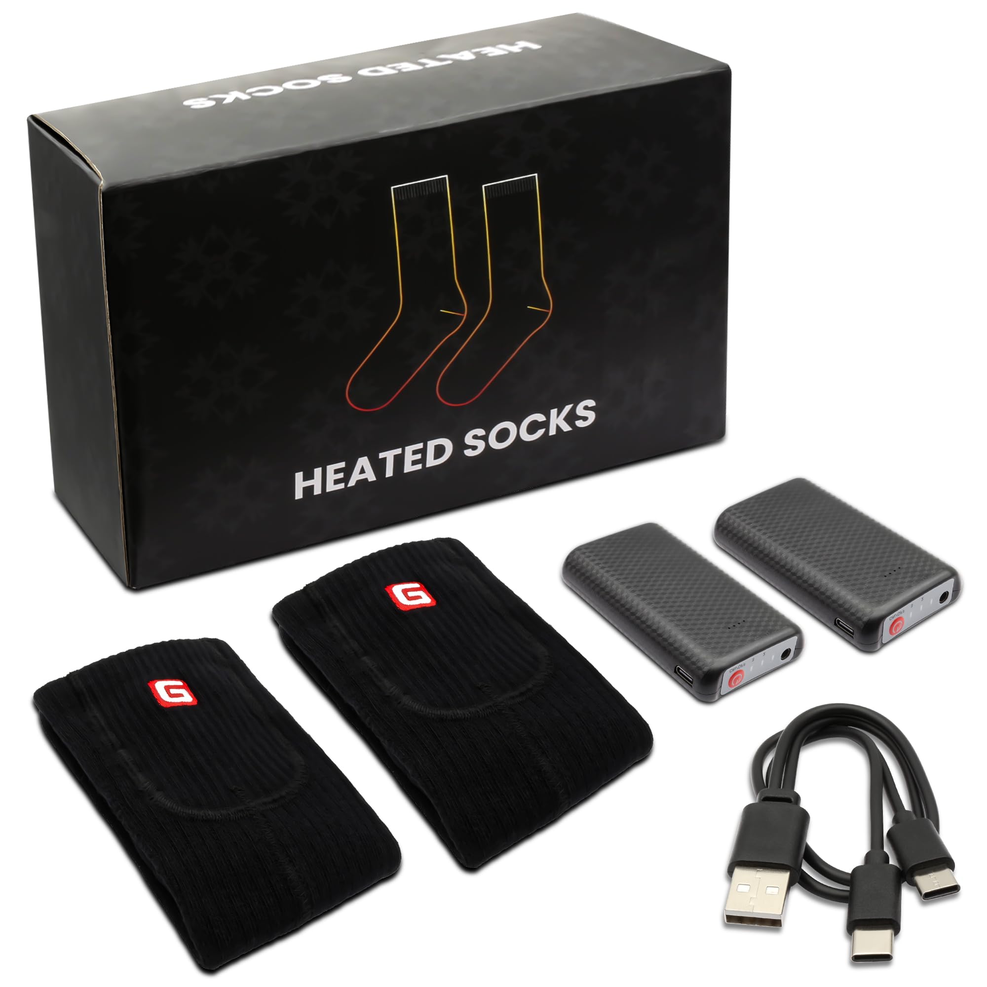 Electric Rechargeable Heated Socks for Men & Women - Winter Warm Thermal Cotton Socks for Riding, Camping, Hiking, Skiing & Hunting - Perfect for Cold Weather Outdoor Activities