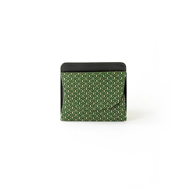 Premium Japanese Deerskin Leather Wallet with Urushi Lacquer - Gourd Pattern Dark Green - Handmade in Japan - Stylish & Durable Fold Wallet for Men & Women - Perfect for Everyday Use, Travel & Gifts