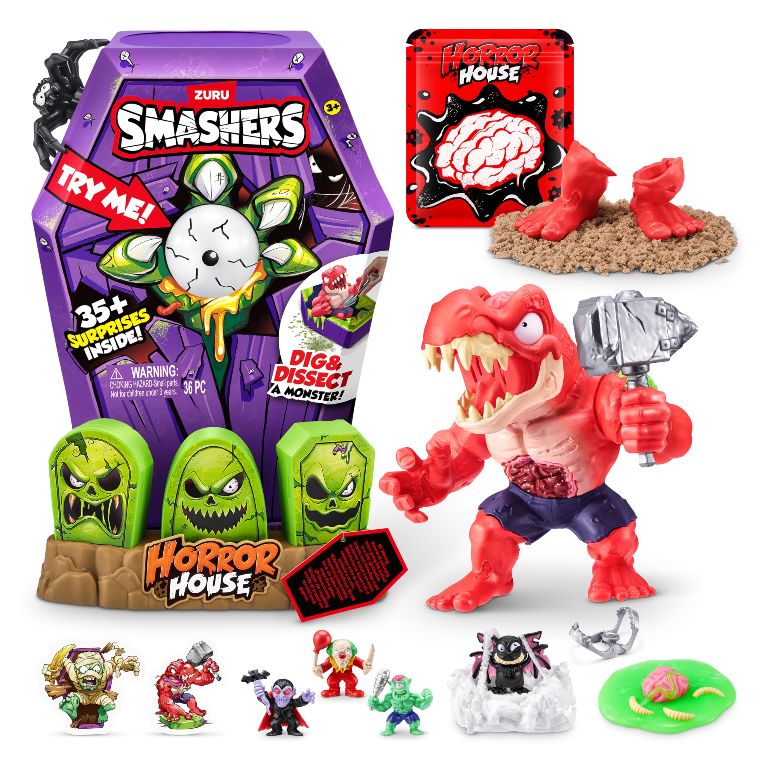 ZURU Smashers Mega Horror House - Black Interactive Collectible Toy for Kids & Teens | Halloween Party Favor, Scary Play Set, Monster-Themed Gift Idea