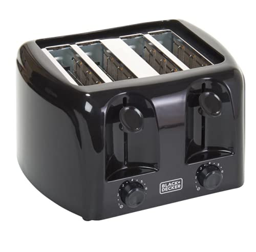 Black & Decker 4-Slice Toaster with Extra-Wide Slots, Auto Shutoff & Bagel Setting - Stainless Steel (TR0004B) - Perfect for Breakfast, Brunch & Family Meals