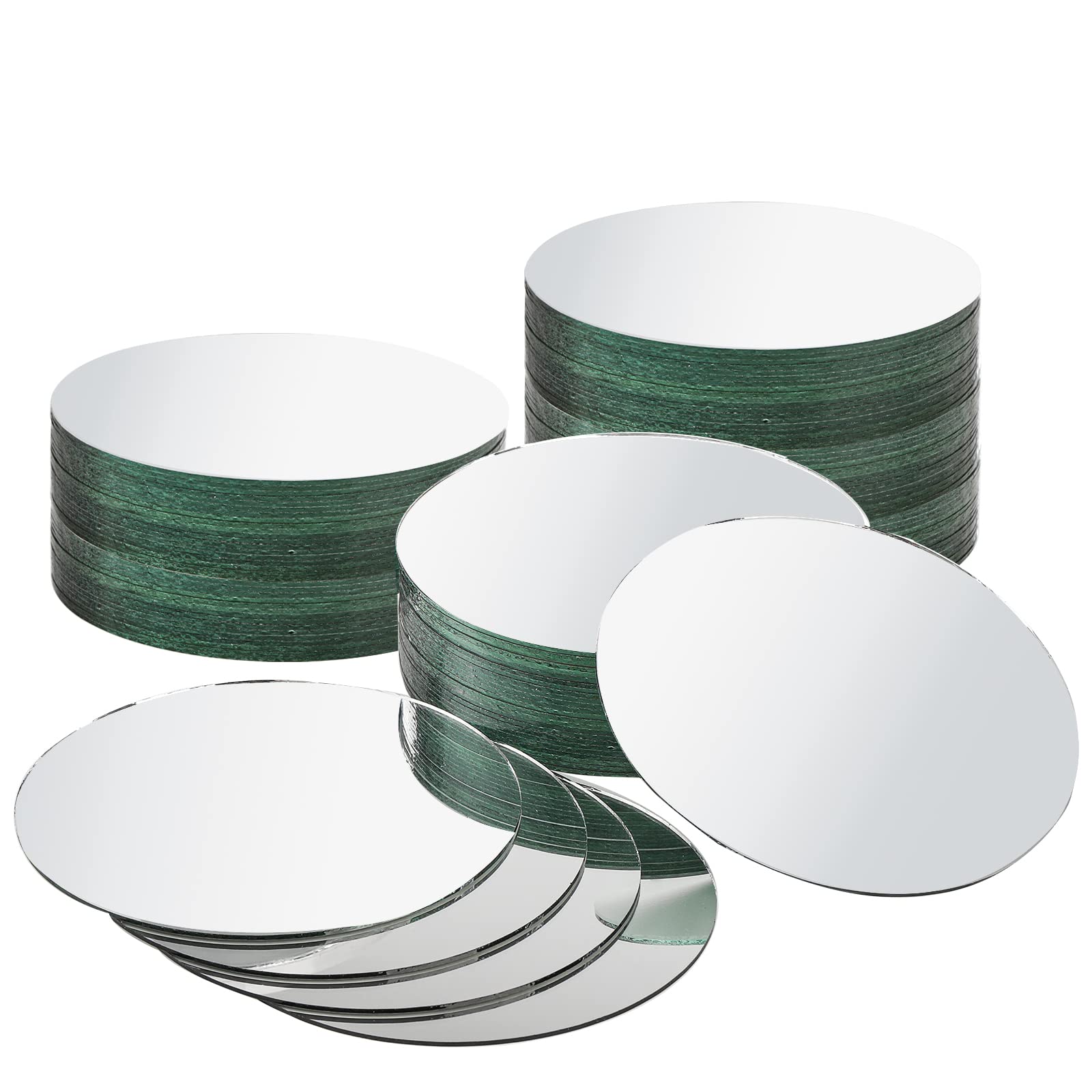 30 Pack 6 Inch Round Glass Mirror Tiles - Frameless Circle Mirror Trays for Wedding Centerpieces, DIY Crafts, Wall Decor & Home Decoration - Perfect for Candle Displays, Table Settings & Bathroom Vanity Organizers