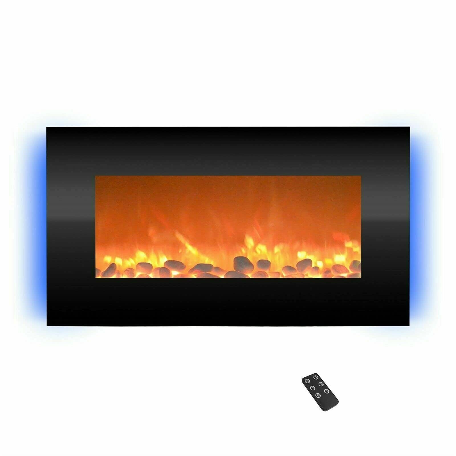 GXP Electric Fireplace - Wall Mounted Adjustable Heater with Remote Control, Backlight Colors & Timer - Perfect for Living Room, Bedroom & Office Heating