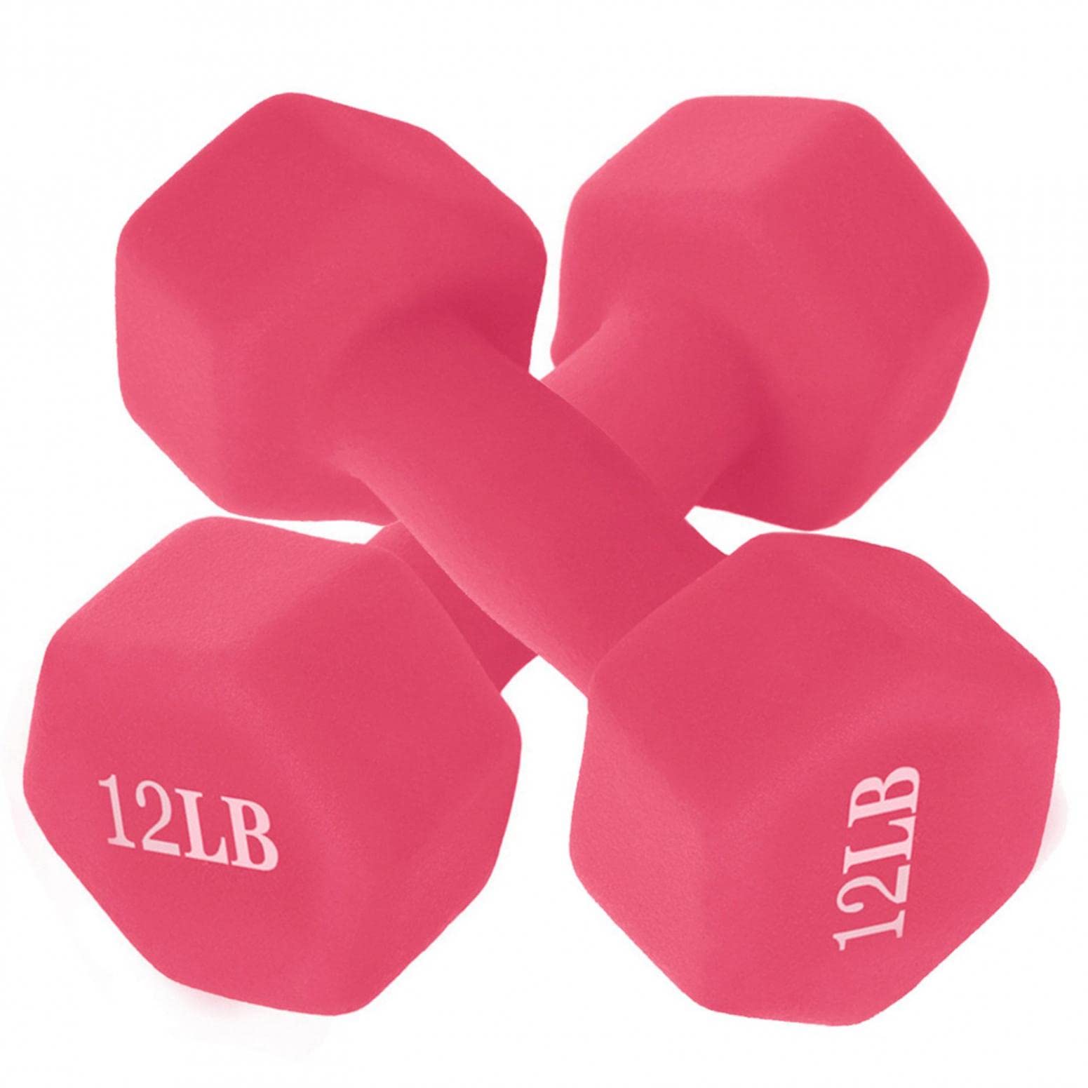 BRADEM 12 lb Dumbbells Set of 2 - Neoprene Coated Home Gym Strength Training Equipment for Women & Men - Ideal for Weight Lifting, Workouts, and Fitness Training at Home or Gym - Pink
