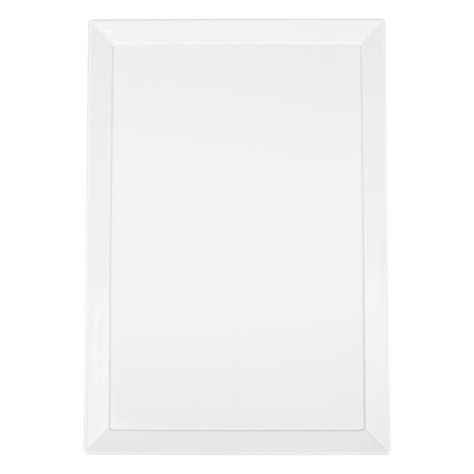 Restaurantware Voga 25.6 x 17.7 Inch White Melamine Serving Tray - Rectangle Dishwasher Safe Platter with Raised Edges for Meals, Appetizers, Snacks | Shatterproof Outdoor Entertaining Tray for Parties, Picnics, BBQs & Buffets