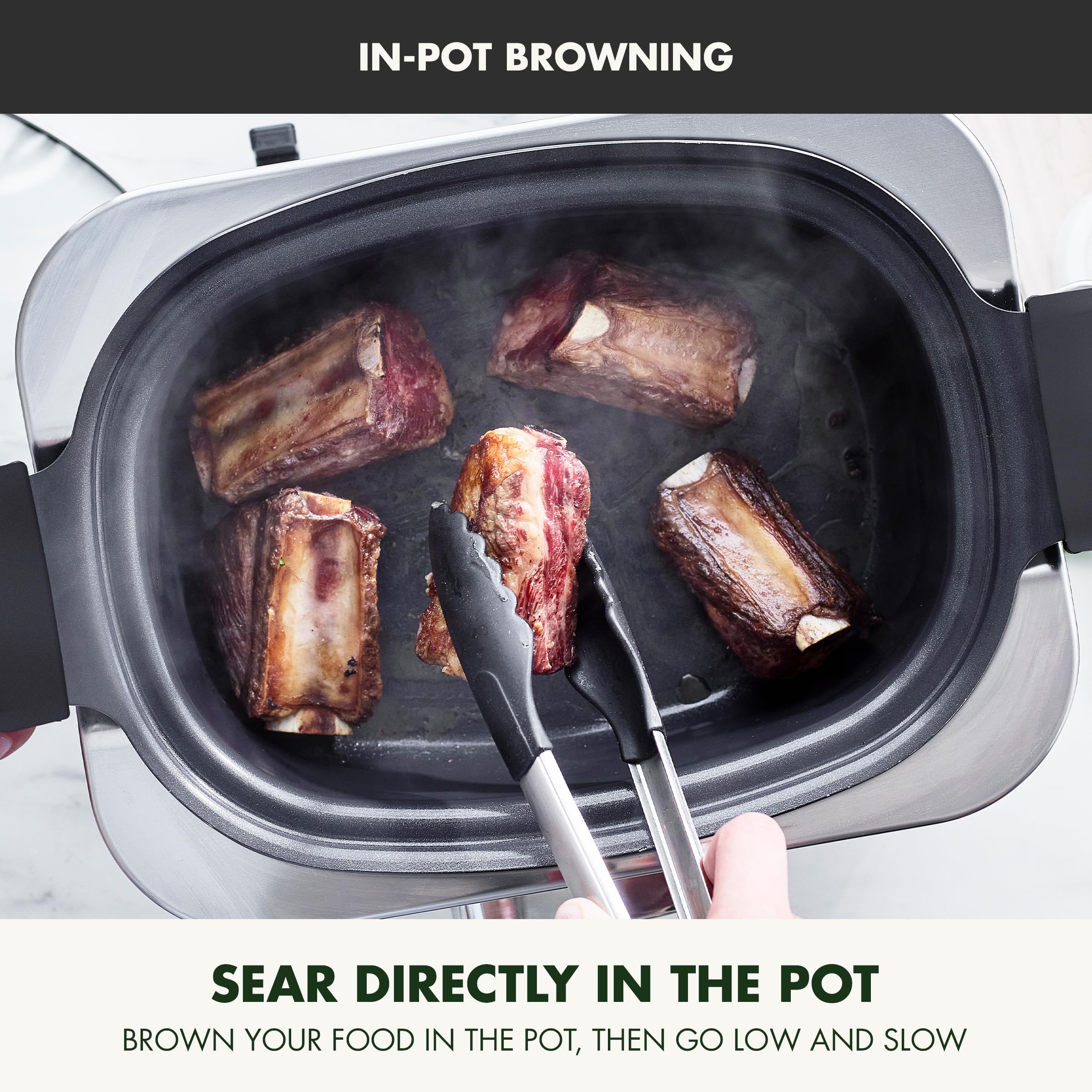 GreenPan Elite 8-in-1 Programmable 6QT Electric Slow Cooker with Dishwasher Safe Lid & Removable Crock - PFAS-Free Healthy Ceramic Nonstick Multi-Cooker for Searing, Sautéing, Steaming & Roasting - Perfect for Family Dinners, Meal Prep & Healthy Cooking (Black)