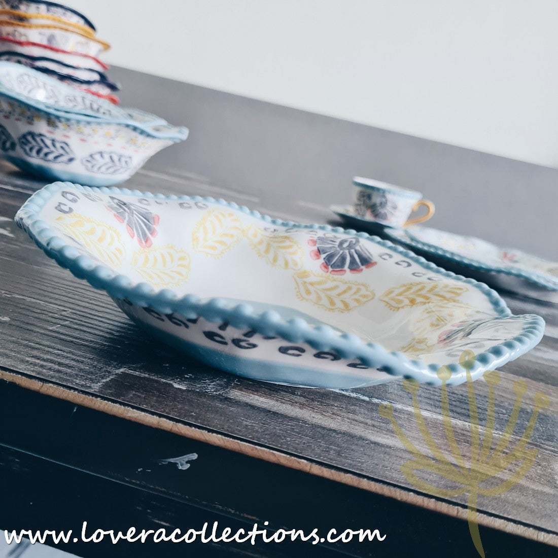 Stylish Afrocentric Light Blue Dinnerware & Serveware Set - Perfect for Family Dinners, Entertaining Guests & Cultural Celebrations