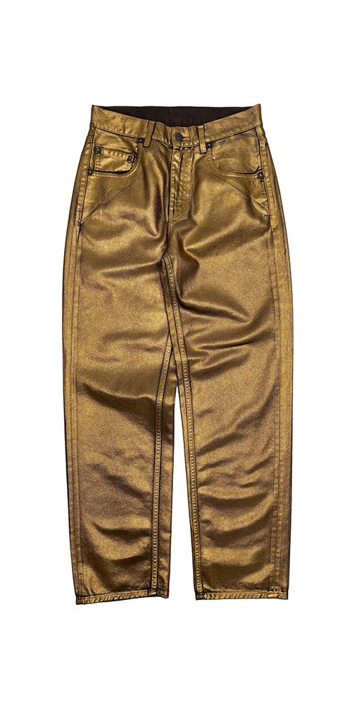 Coated Stretch Baggy Jeans for Women - High Waist Distressed Denim Pants with Copper Finish | Perfect for Casual Outfits, Streetwear & Vintage Looks