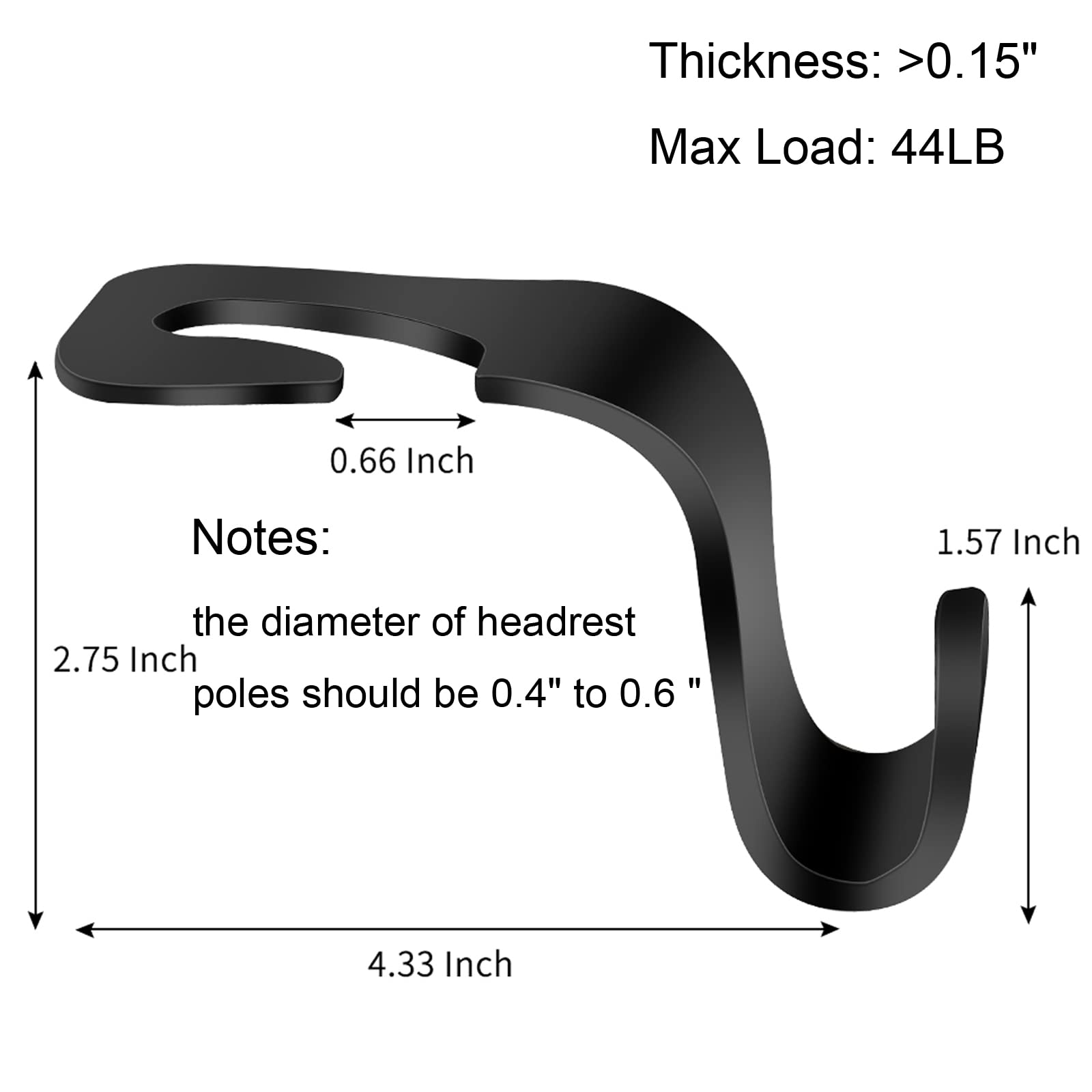 4 Pack Car Seat Headrest Hooks - Heavy Duty Backseat Organizer for Purses, Bags, Clothes & Water Bottles - Perfect Car Accessories for Road Trips & Daily Commute