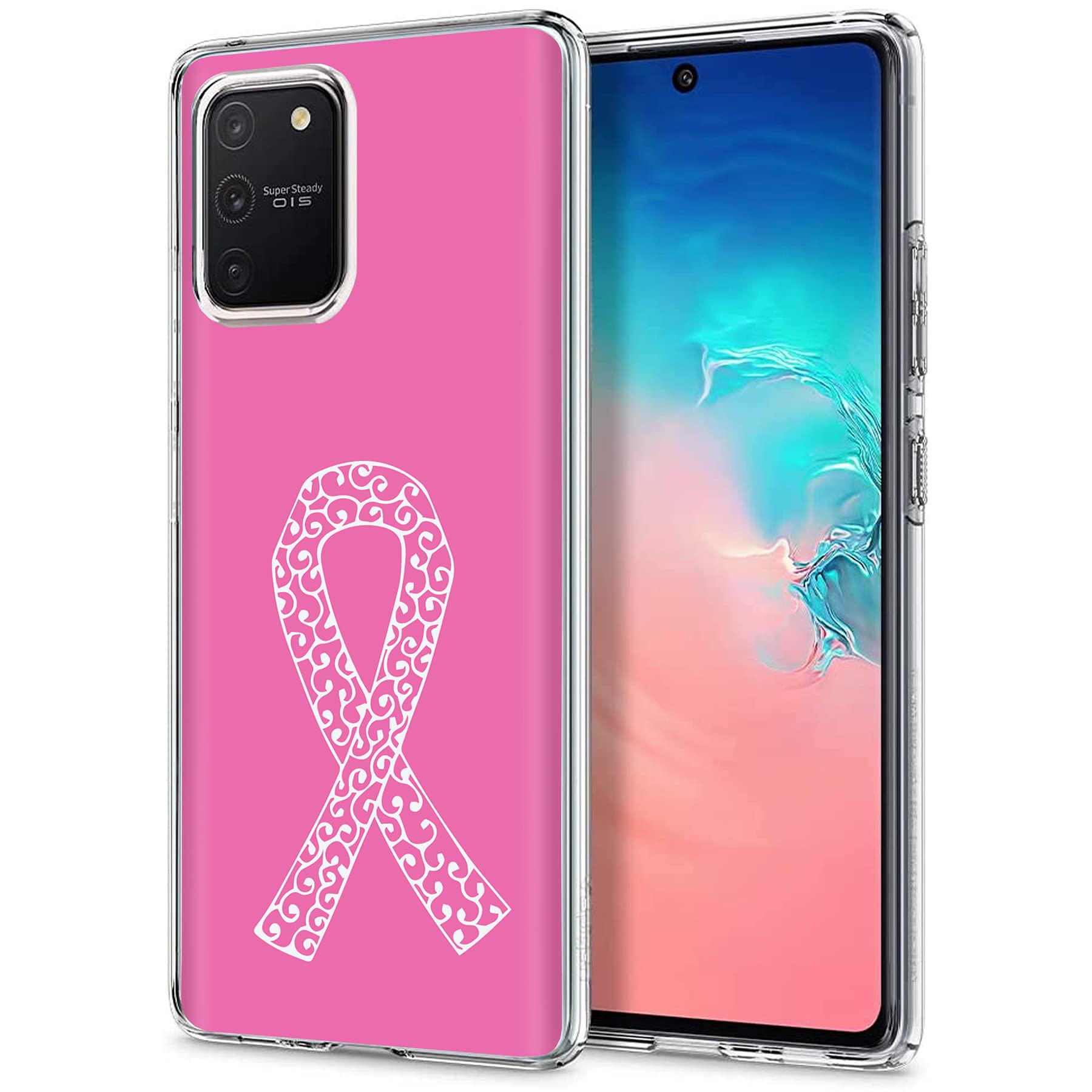 VIBECover Slim TPU Case for Samsung Galaxy S10 LITE (Not Compatible with S10/S10+/S10e/S10 5G) - Flexible Protective Phone Cover in Cancer Awareness Pink - Perfect for Everyday Use, Work & Travel