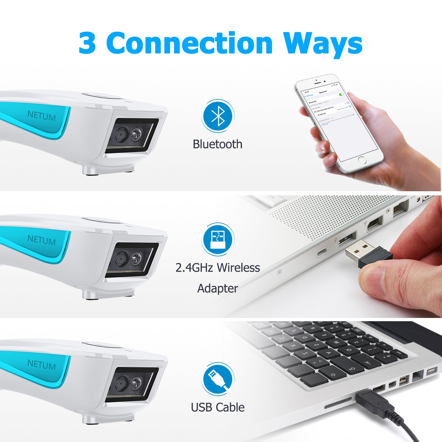 C850 2D Wireless Barcode Scanner - High-Speed Bluetooth Handheld Scanner for Retail, Warehouse & Inventory Management | Perfect for POS, Shipping & Stock Control