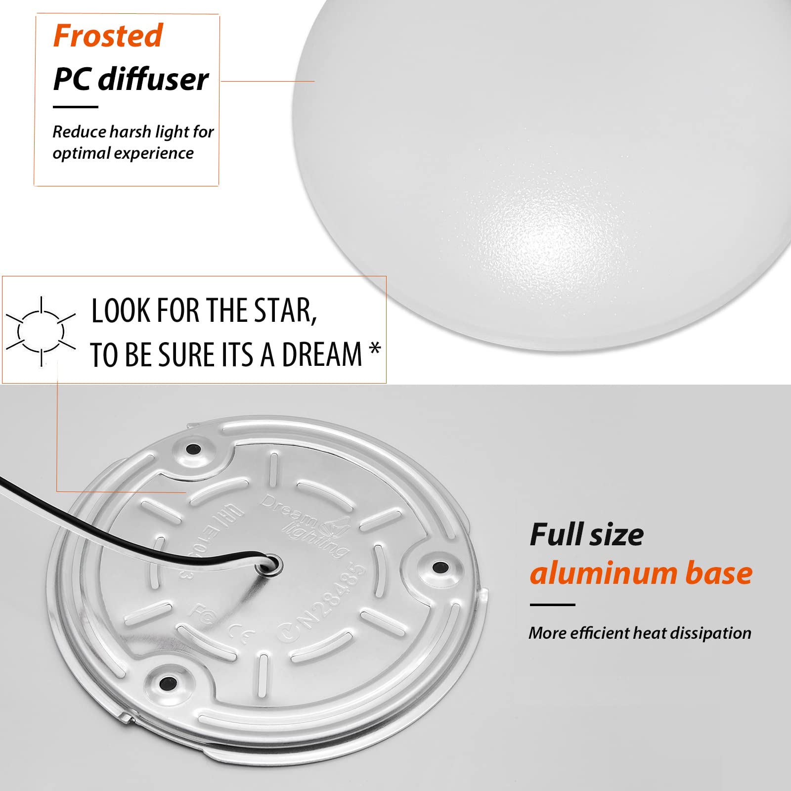 12V RV LED Ceiling Lights - 4.5 Inch Surface Mount Interior Lighting for Trailers & Boats (Soft White 3500K, 300lm, Pack of 4) - Perfect for Camping, Road Trips & Marine Use