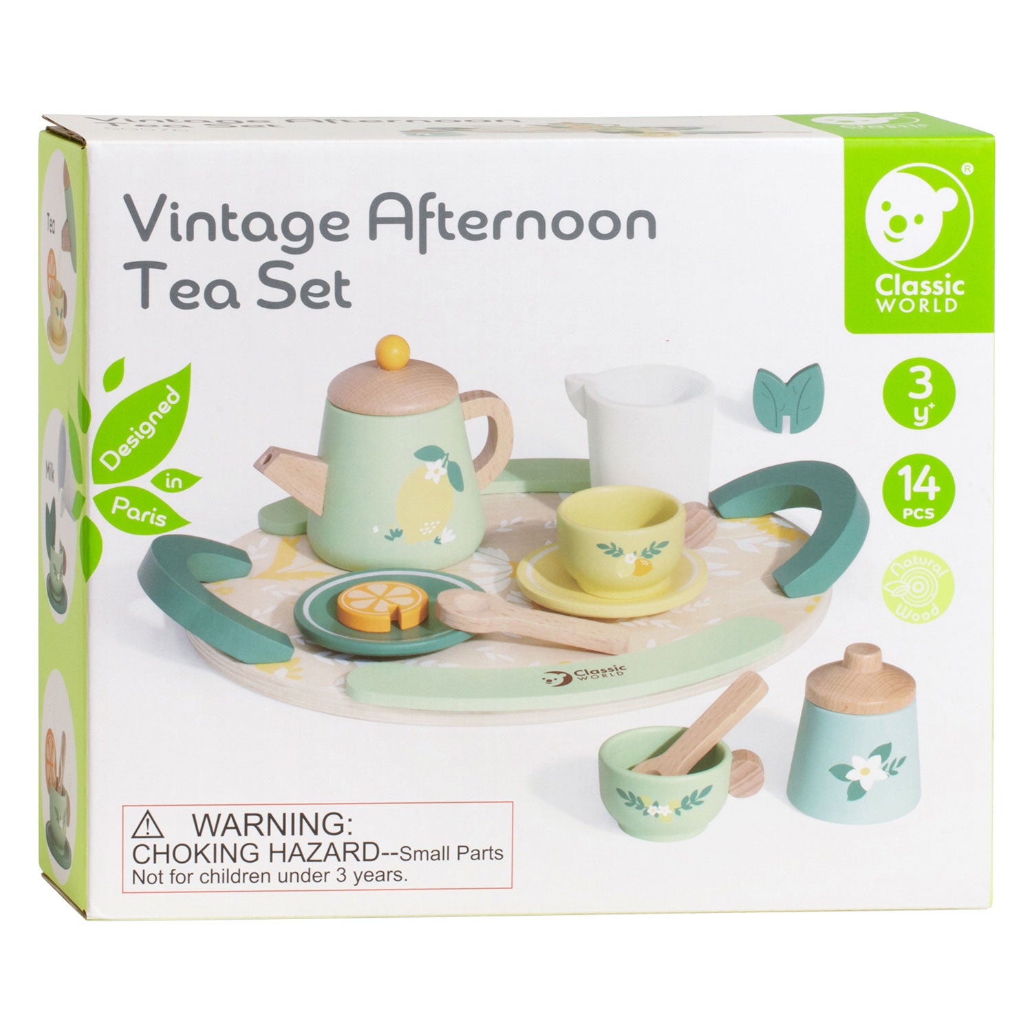 Premium Wooden Afternoon Tea Set - Elegant 12-Piece Serving Tray with Teapot, Cups & Snack Plates - Perfect for English Tea Parties, Bridal Showers & Garden Gatherings