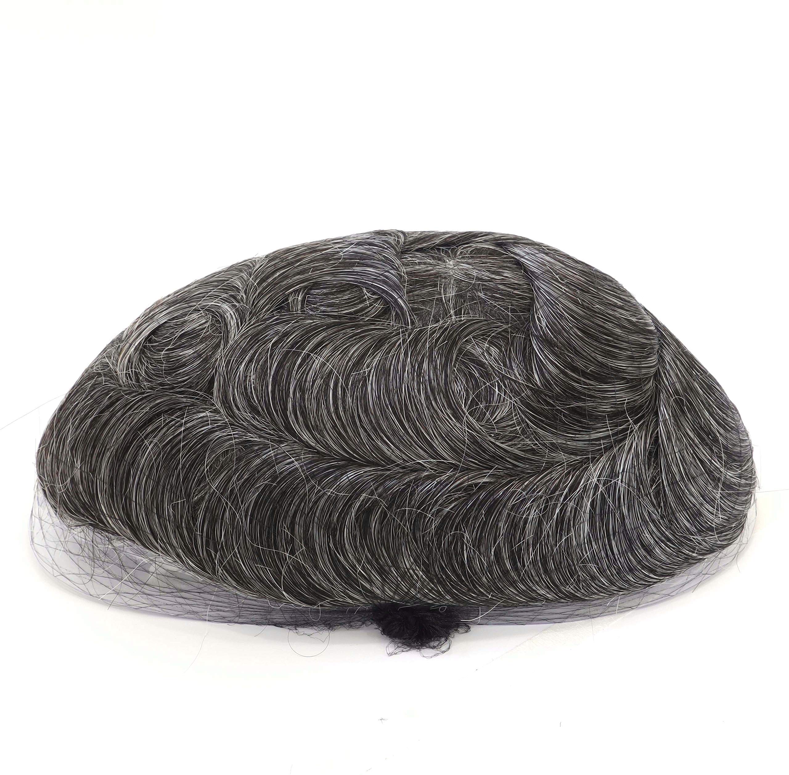 100% Human Hair Toupee for Men - Undetectable Ultra Thin Skin V-Looped Hair System #1B40 | Super Natural Look for Daily Wear & Special Occasions