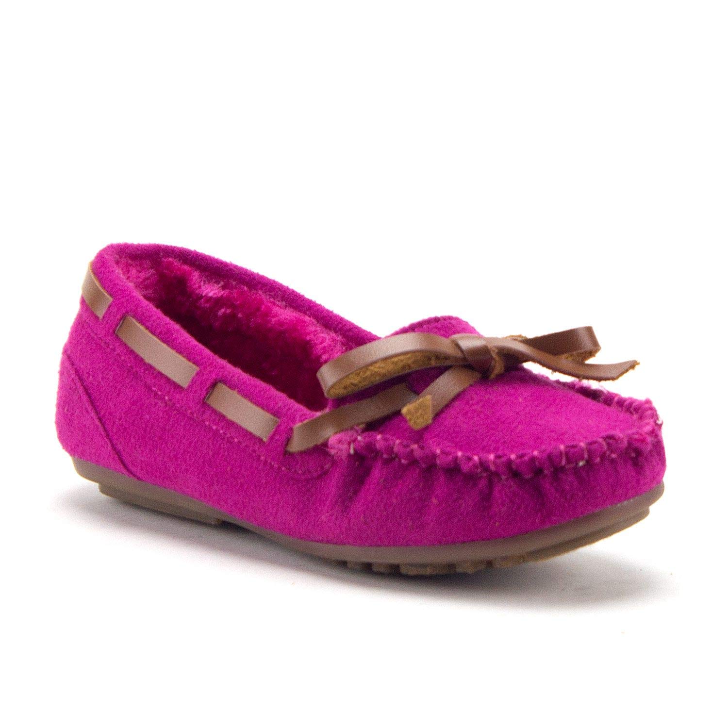 Jazamé Little Girls Tasha Warm Fur Lined Slip-On Moccasins - Cozy Casual Flats for Toddlers & Kids - Perfect for Indoor Play, Winter Outfits & School Days