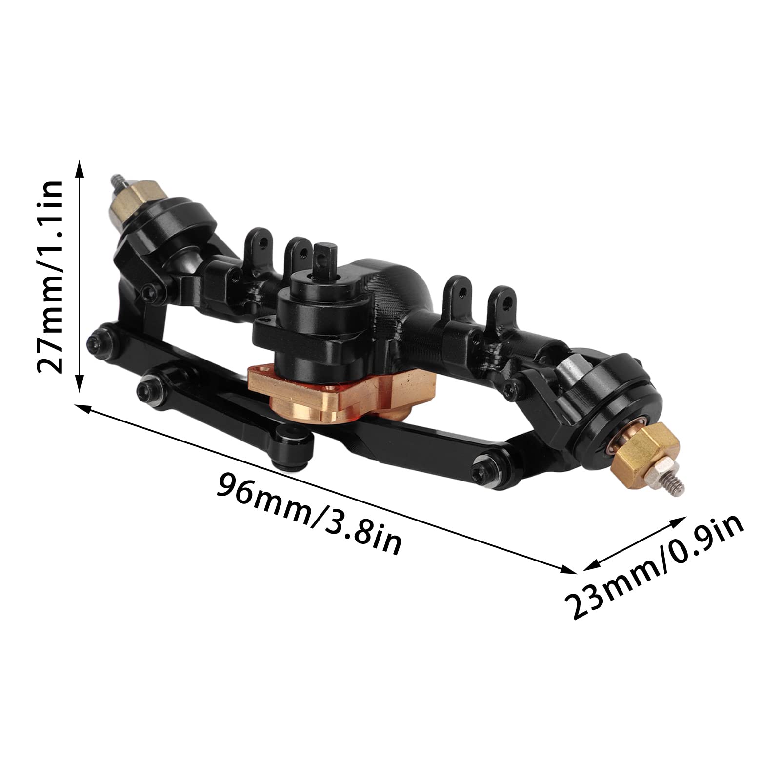 Aluminum Alloy & Brass RC Front Axle Assembly for Axial SCX24 AXI90081 1/24 Scale RC Crawler Trucks - Heavy Duty Upgrade Part for Off-Roading, Rock Crawling & Trail Adventures (Black)