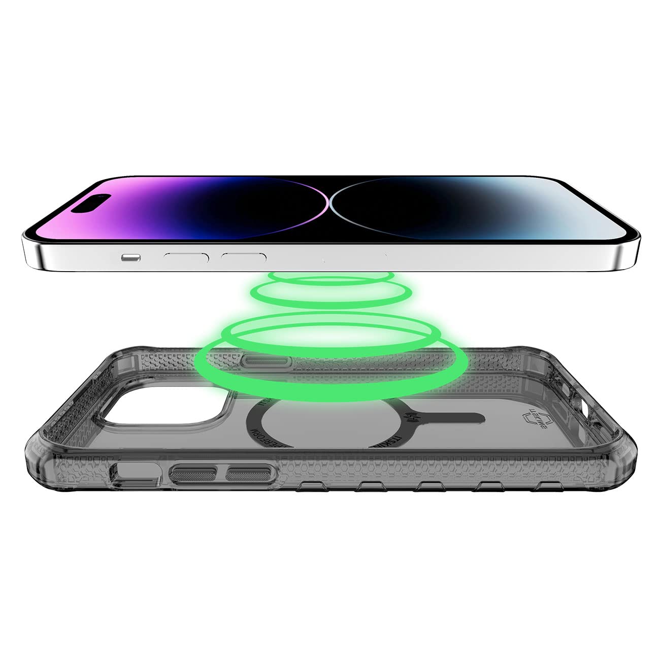 ITSKINS Supreme R Clear Magnetic Protective Phone Case for iPhone 14 Pro | MagSafe Compatible Slim Hybrid Cover | Anti-Yellowing & Military-Grade Shockproof | Graphite Print | Perfect for Everyday Use & Outdoor Activities