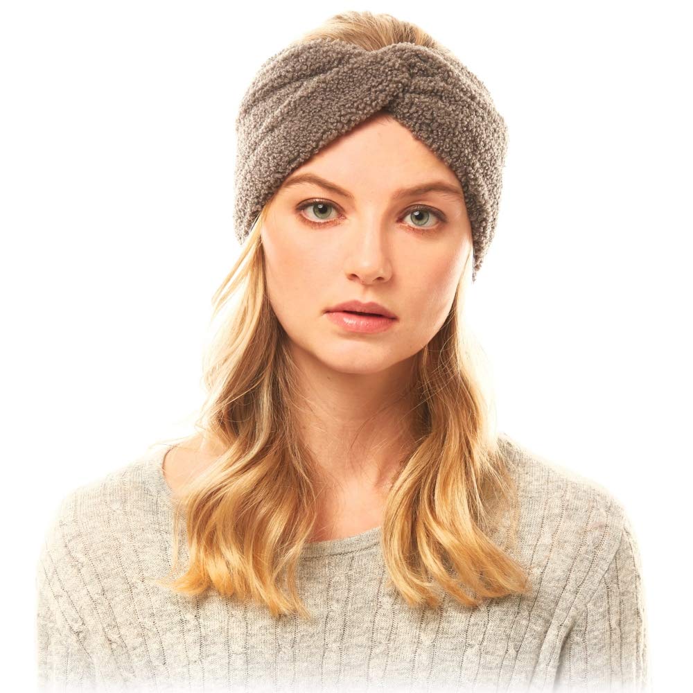 Women's Winter Soft Sherpa Fleece Twisted Knot Headwrap Headband Ear Warmer - Cozy & Warm Headband for Cold Weather, Outdoor Activities, and Winter Fashion Accessories