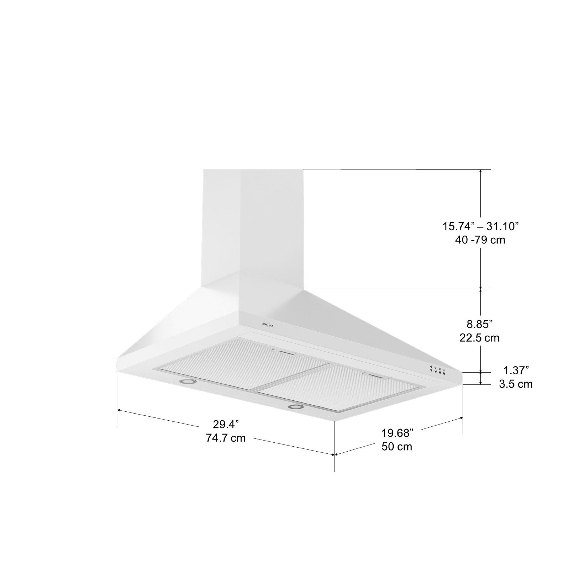WPPW430 30 Inch White Wall Mounted Convertible Range Hood - Powerful Kitchen Ventilation for Smoke & Odor Removal - Perfect for Modern Home Cooking & Grilling