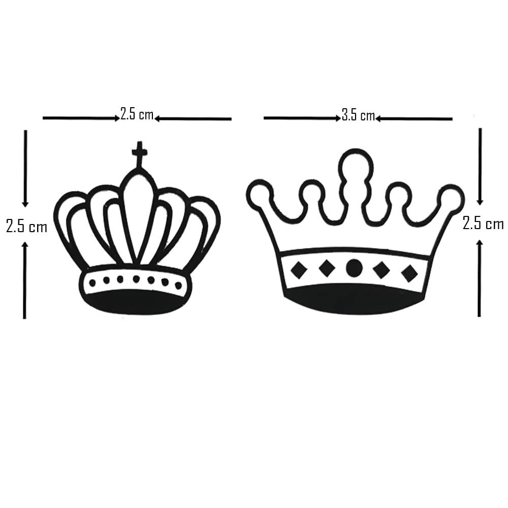 Comet Busters Couple Temporary Tattoos - Crown Design - Cute Body Art Stickers (BT043) for Couples Matching, Date Night, Anniversary Gifts & Festival Fun