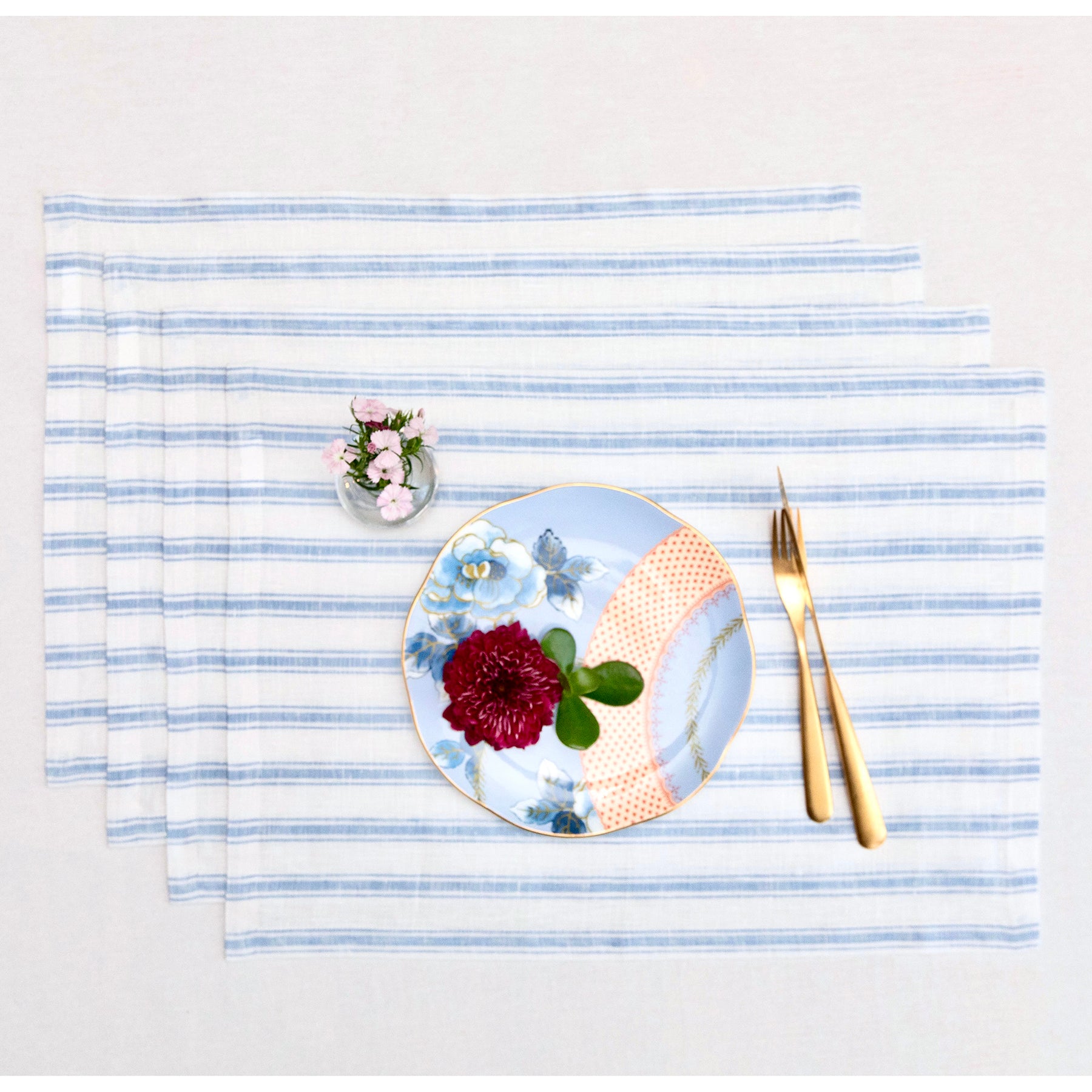 Stylish Capri Ticking Stripe Placemats - Set of 4 Cotton Table Mats for Dining & Kitchen Decor - Perfect for Farmhouse, Coastal, or Modern Home Settings