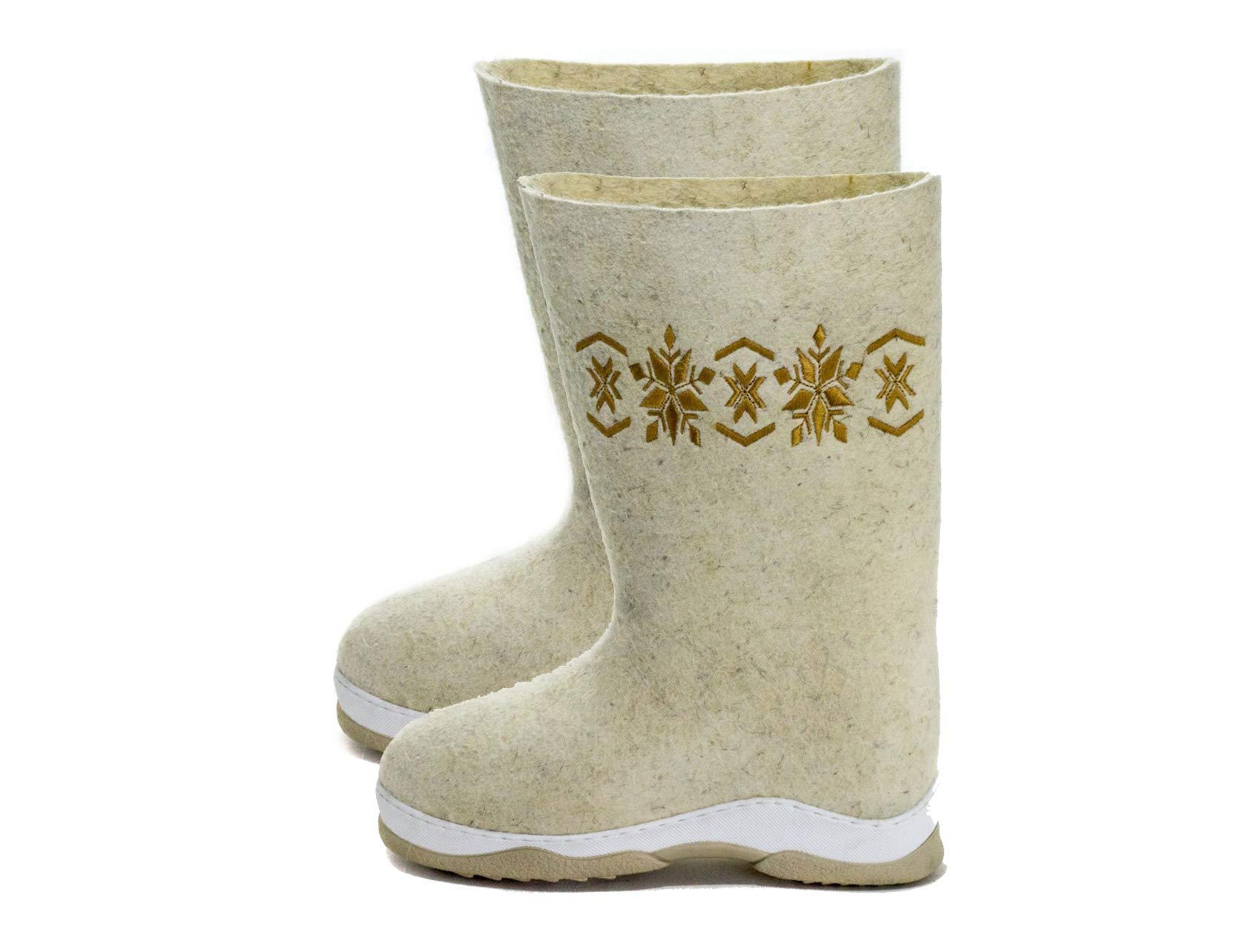 Russian Valenki Winter Felt Boots with Non-Slip Rubber Sole - Warm & Waterproof Traditional Snow Boots for Women & Men - Perfect for Arctic Weather, Snowshoeing, and Winter Hiking