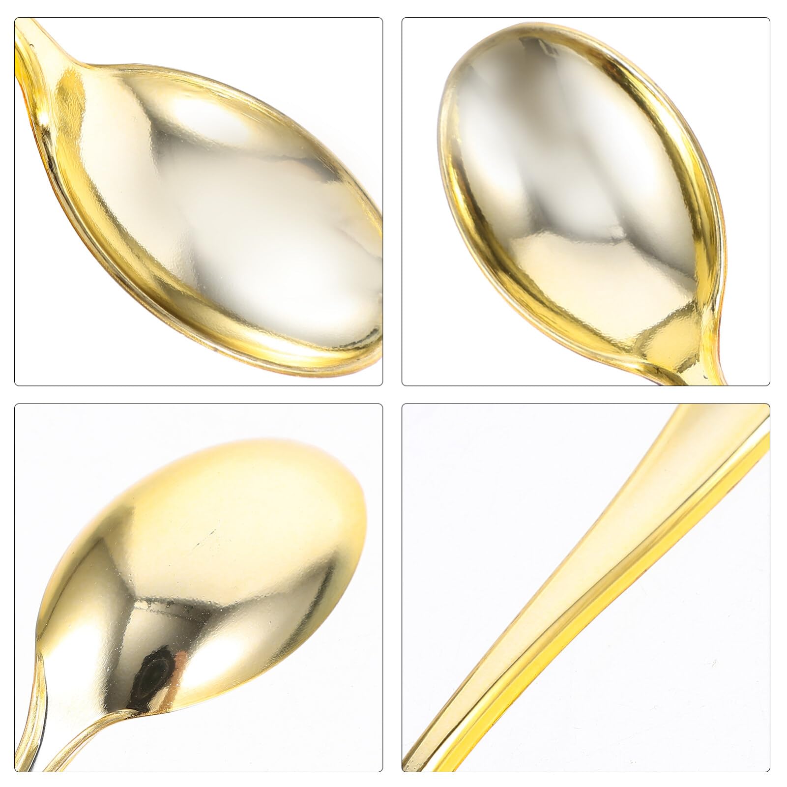 24Pcs Mini Gold Plastic Spoons - Elegant Dessert Tasting Spoons for Christmas Decor, Appetizers, Honey Sampling & Party Supplies - Perfect for Holiday Parties, Wedding Receptions & Catering Events