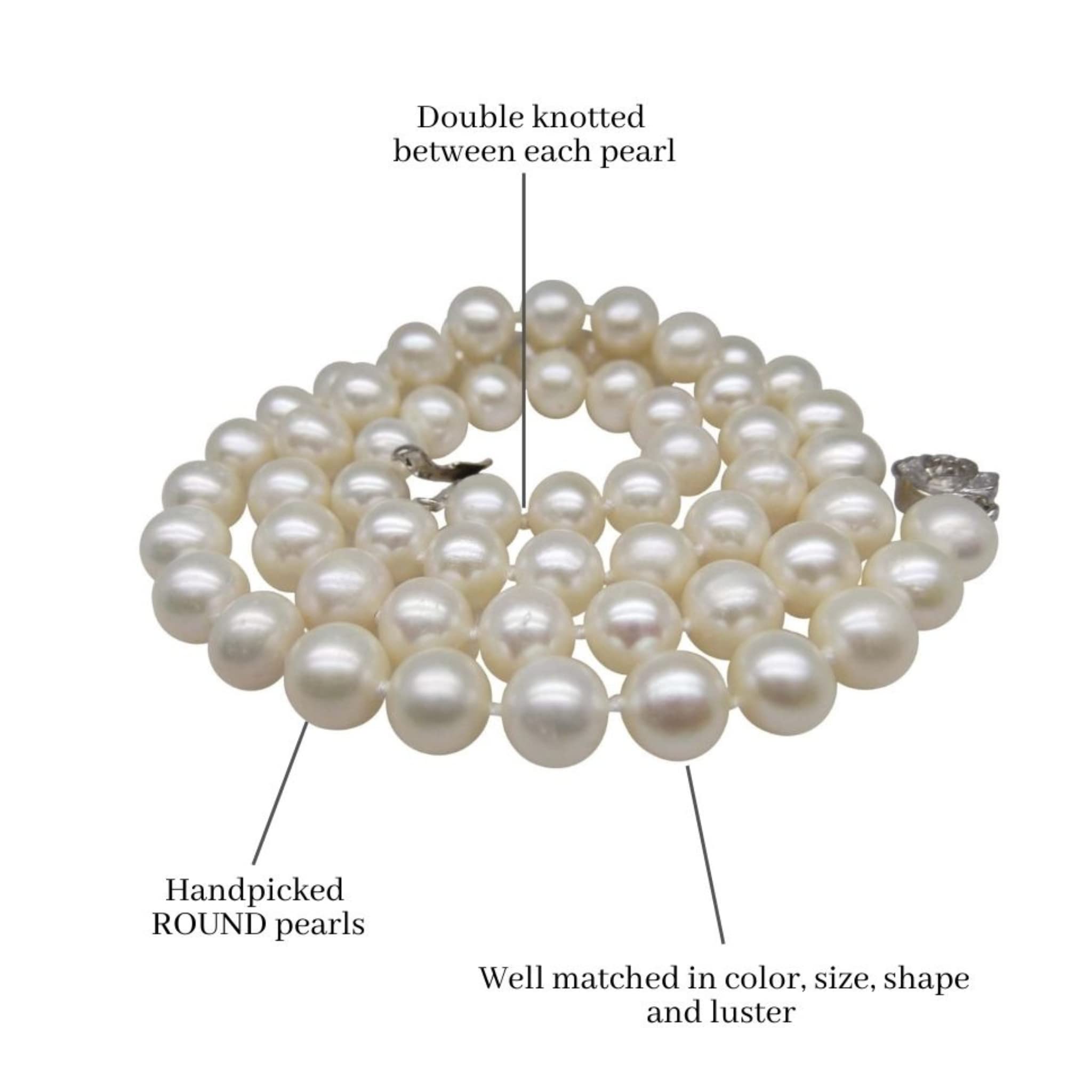 Cultured Freshwater Pearl Necklace - Ivory & White Pearls for Women | Wedding & Formal Jewelry
