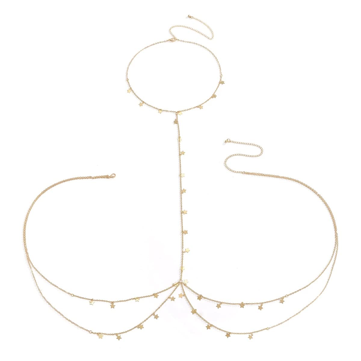 Women's Bikini Waist Chain - Cross Star Pendant Tassel Belly Jewelry for Beach, Pool Party & Music Festival | Adjustable Body Chain Accessory (One Size, Color A) - Perfect for Summer Vacations, Swimwear Pairing & Boho Style Outfits