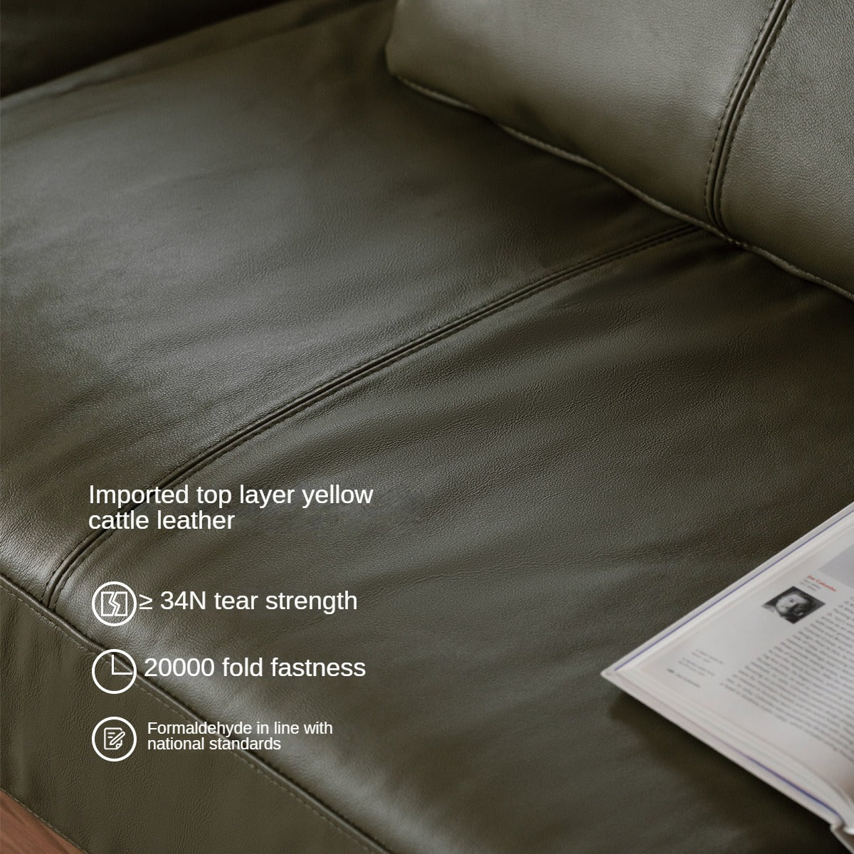 Black Walnut Solid Wood Modern Straight Sofa - Contemporary Minimalist Living Room Furniture for Small Spaces & Apartments