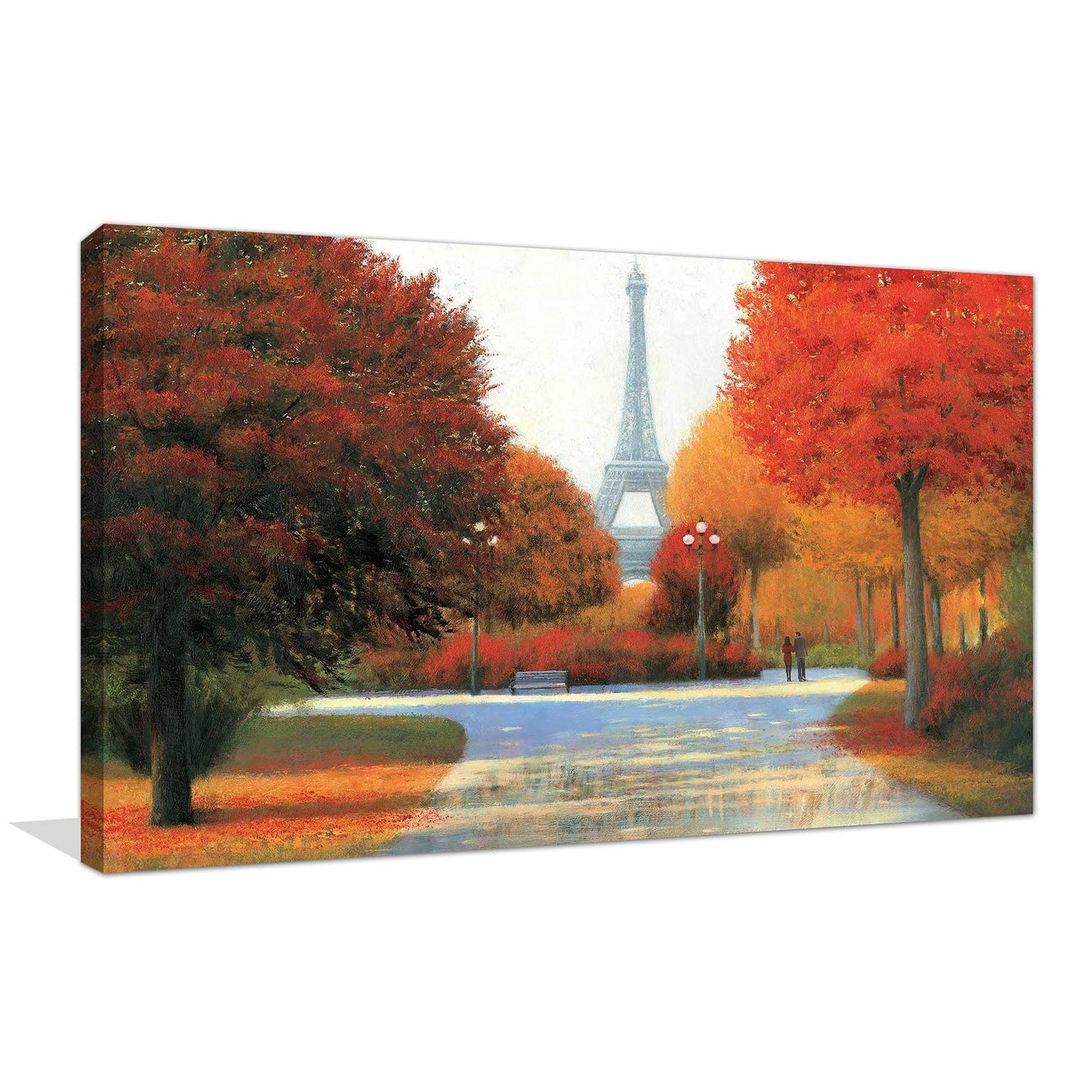 Autumn in Paris Romantic Couple Canvas Wall Art Print - Perfect for Living Room, Bedroom & Home Decor