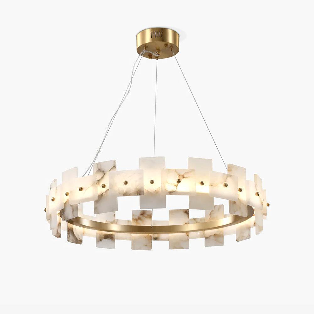Alabaster Halo Chandelier - Modern Crystal Ceiling Light Fixture for Dining Room, Bedroom & Living Room Decor