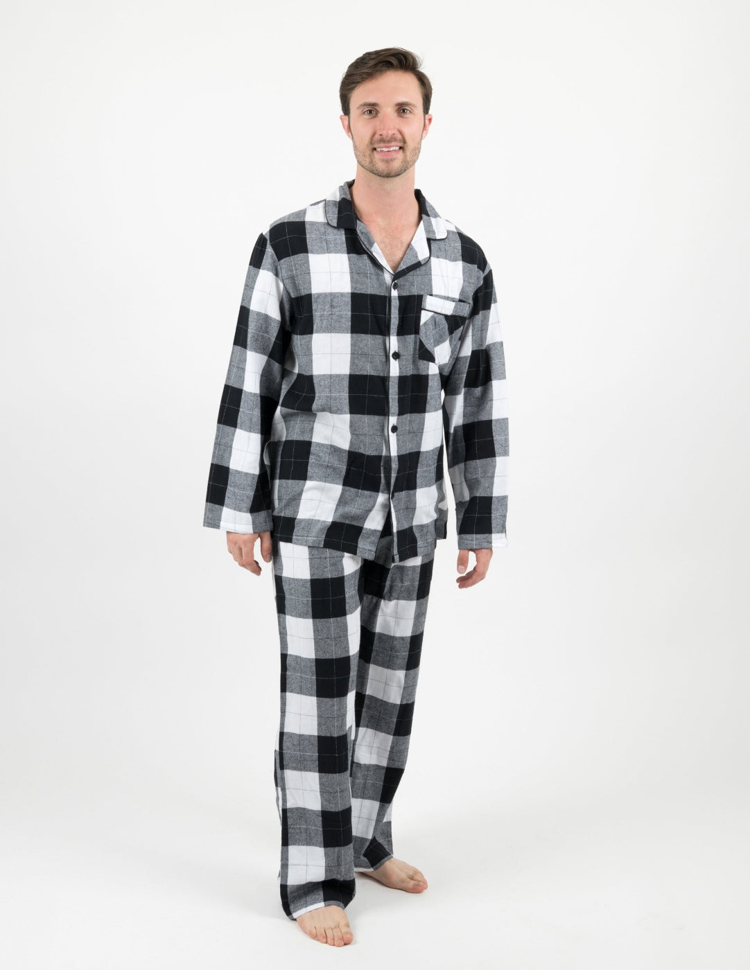 Black and White Plaid Matching Family Pajama Set - Christmas Holiday Pajamas for Family Photos, Cozy Sleepwear for Couples & Kids