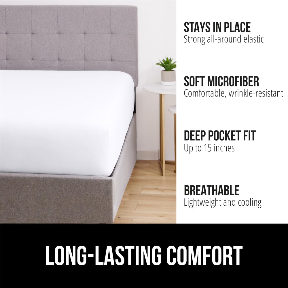 GORILLA GRIP Fitted Sheet - Full Size Deep Pocket, Soft Microfiber for Bed Comfort