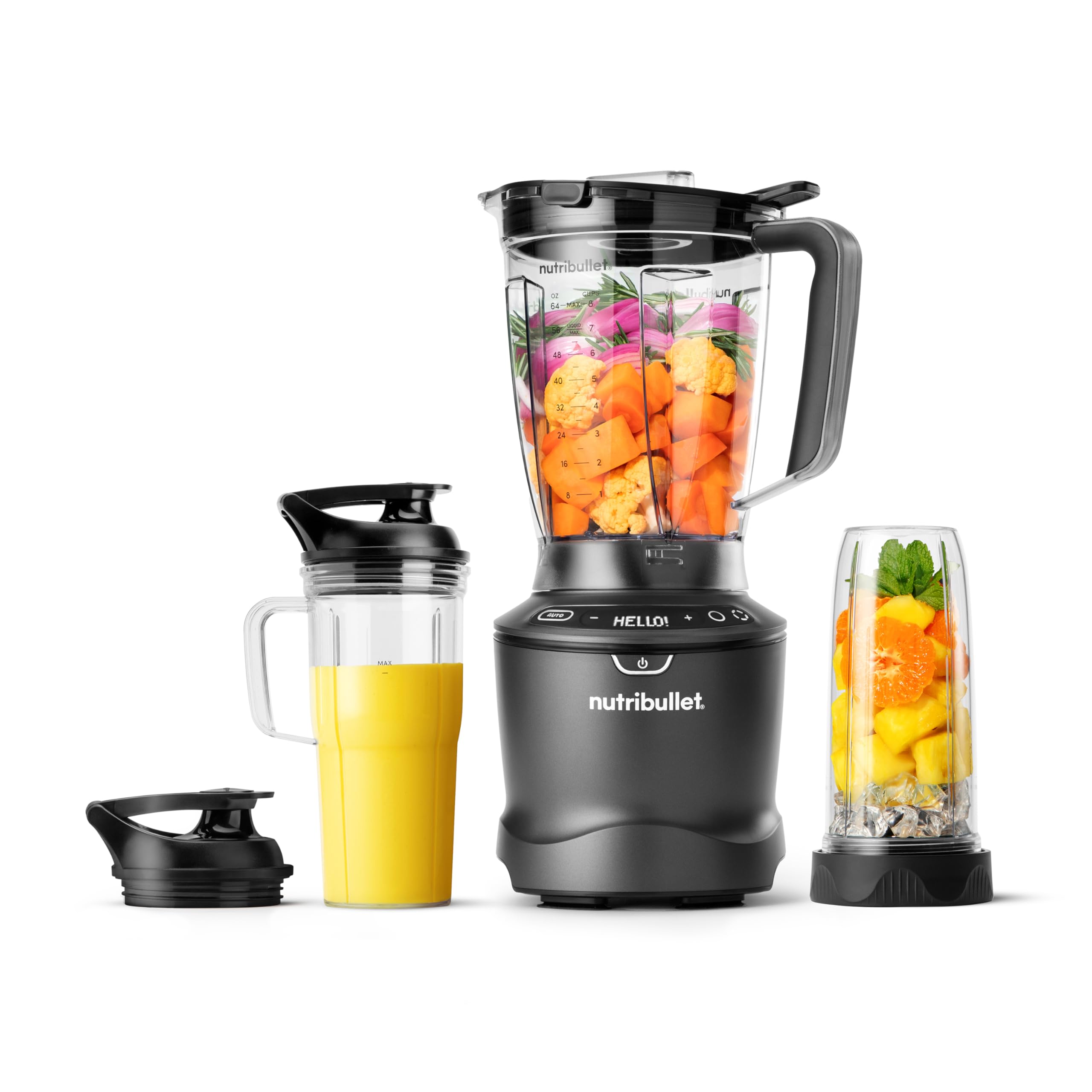 Nutribullet SmartSense Blender Combo - 1400W High-Power 5-Speed Blender in Gunmetal Gray for Smoothies, Juices & Meal Prep - Perfect for Kitchens, Offices & Healthy Lifestyles