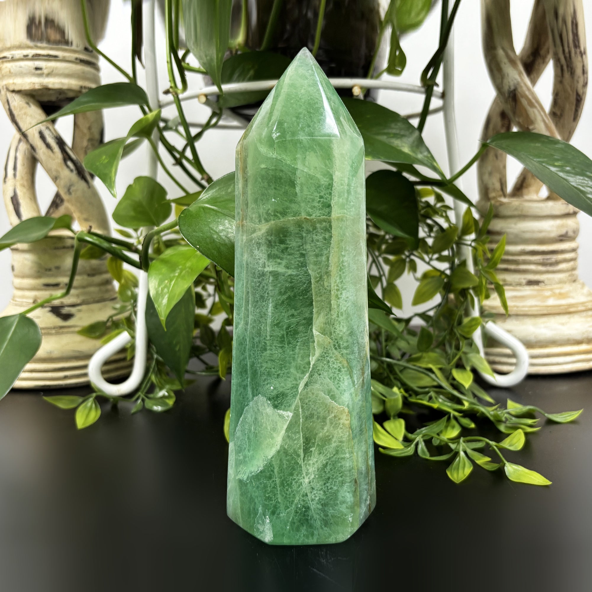 Natural Green Fluorite Crystal Obelisk Tower - Polished Healing Stone for Energy Work, Chakra Balancing & Spiritual Clarity | Meditation, Reiki, Home Decor & Crystal Collection (RPO460)