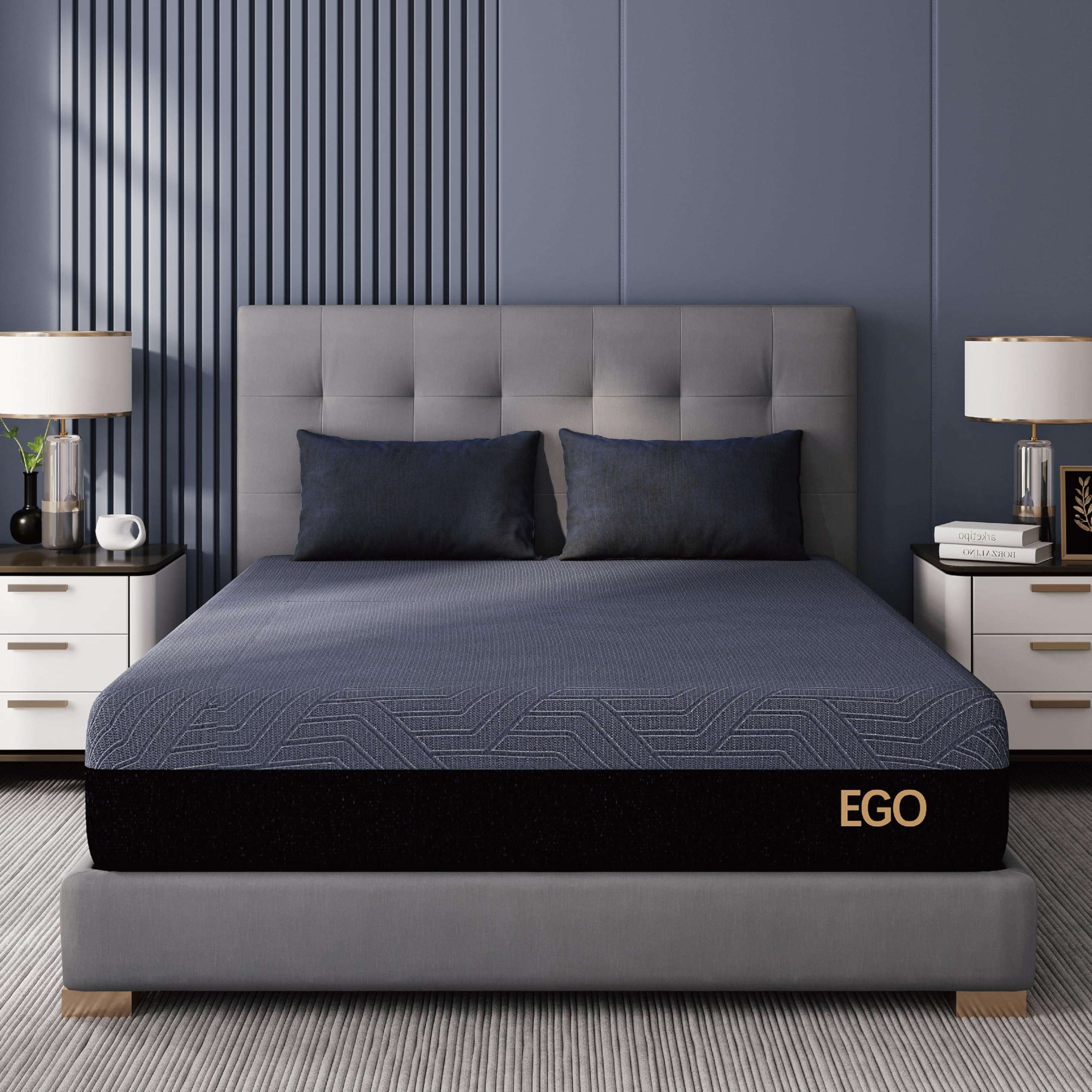 EGOHOME 10 Inch Twin Memory Foam Mattress for Back Pain Relief - Cooling Gel Infused, CertiPUR-US Certified, Medium Firm Therapeutic Mattress in a Box (38x75x10 Inches, Black) - Perfect for Daybeds, Guest Rooms & Small Spaces