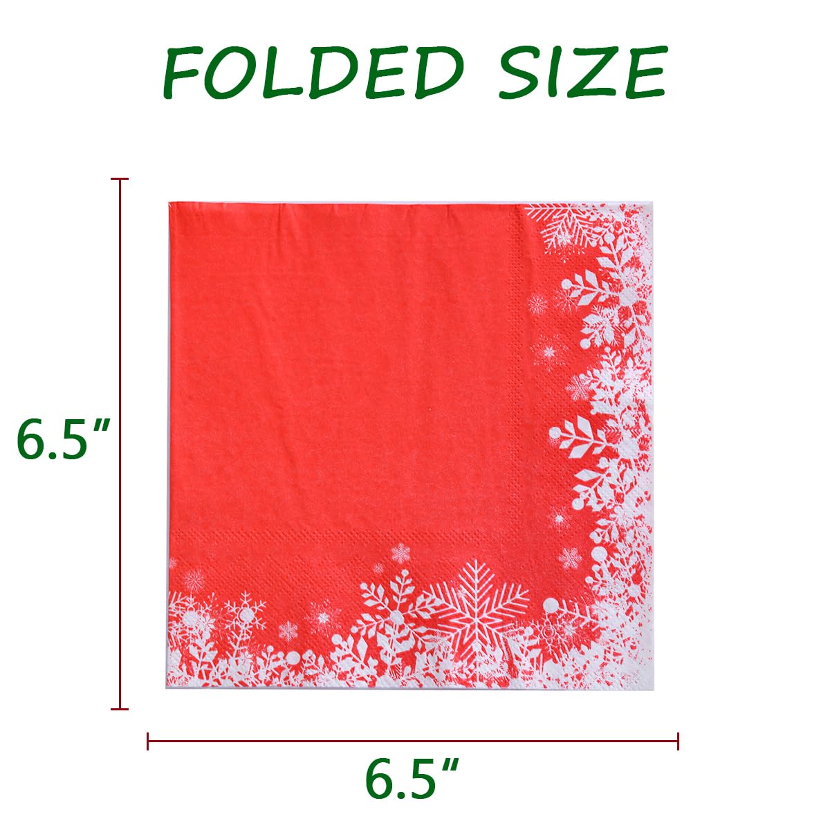 GGBOY 80-Pack Christmas Snowflake Paper Napkins - Disposable Holiday Cocktail & Dinner Napkins for Christmas Parties, Winter Gatherings & Decoupage Crafts